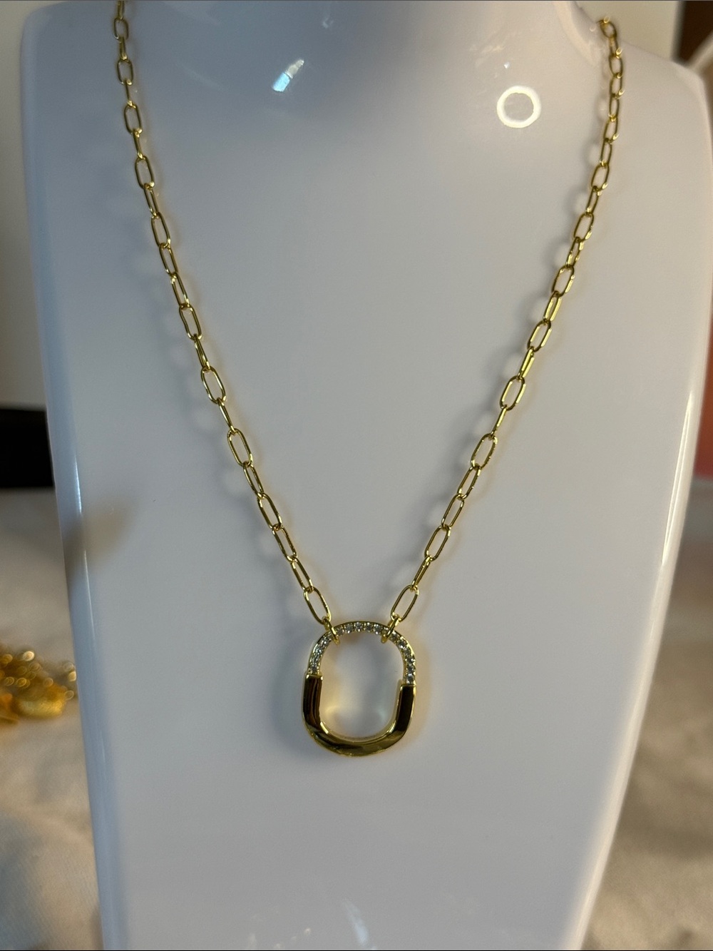 paper clip centered necklace gold plated